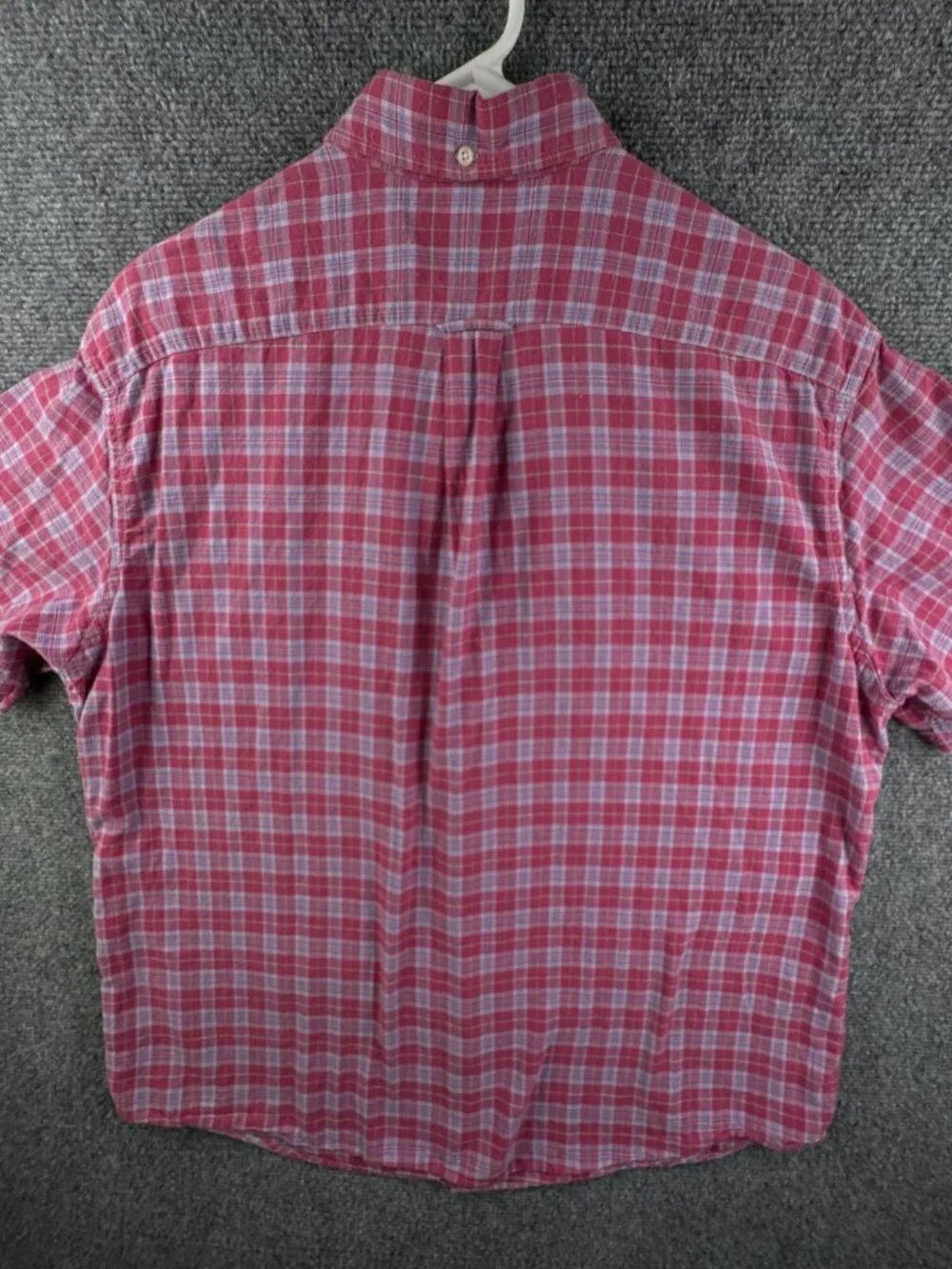 Ralph Lauren Monroe Red Blue Plaid Short Sleeve Button Up Shirt Men Cotton L